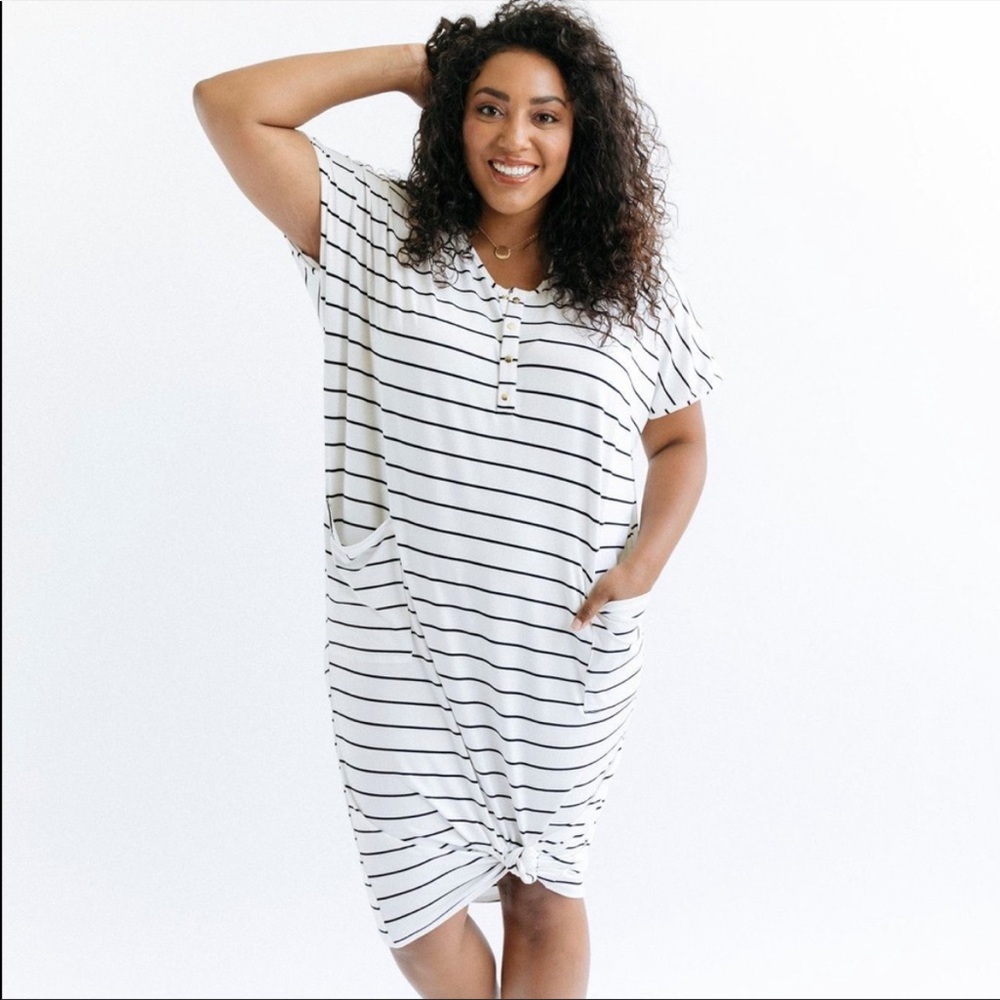 SOLD - Dwell + Slumber French Terry Striped Swing Dress